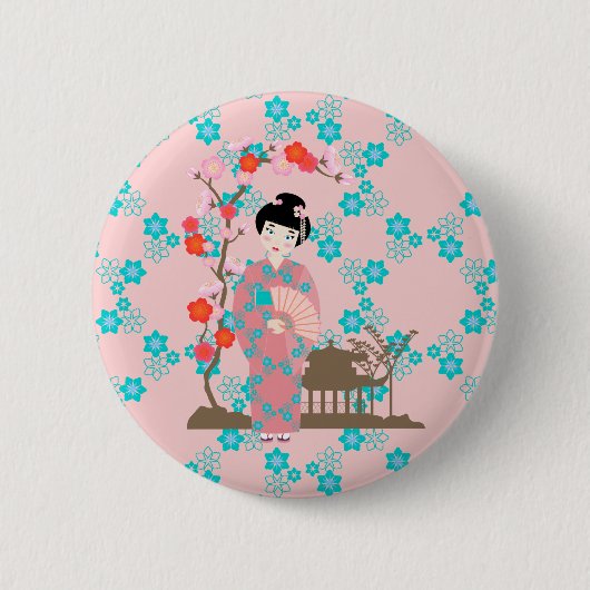 Geisha girl feestje ronde button 5,7 cm (Voorkant)