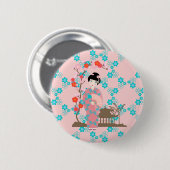 Geisha girl feestje ronde button 5,7 cm (Voorkant /achterkant)