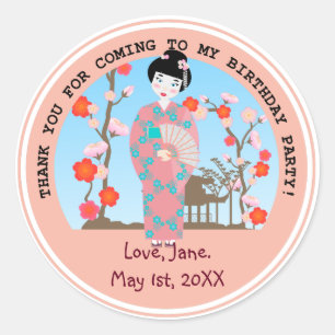 Geisha girl feestje ronde sticker