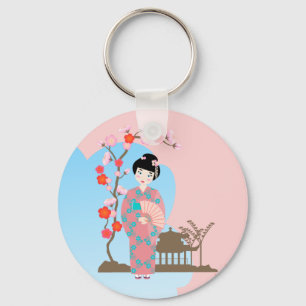 Geisha girl feestje sleutelhanger