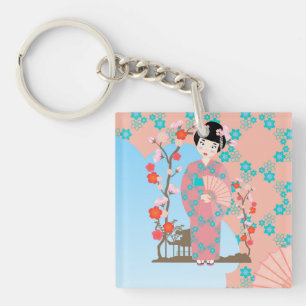 Geisha girl feestje sleutelhanger
