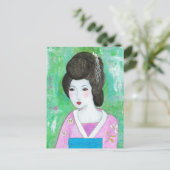 Geisha Girl gemengde media Abstracte schilderijen Briefkaart (Staand voorkant)