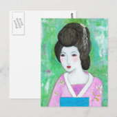 Geisha Girl gemengde media Abstracte schilderijen Briefkaart (Voorkant / Achterkant)