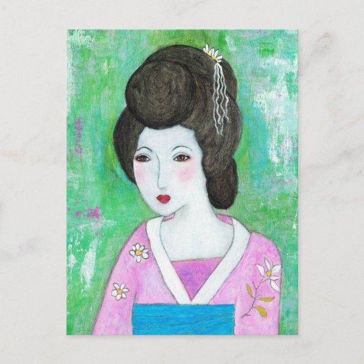 Geisha Girl gemengde media Abstracte schilderijen Briefkaart (Voorkant)