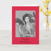 Geisha Girl Happy Birthday Card Kaart (Gele Bloem)