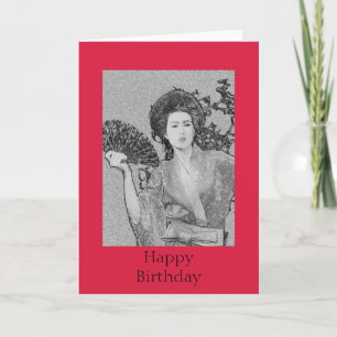 Geisha Girl Happy Birthday Card Kaart