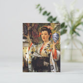 Geisha Girl Holding Ginger Jar Briefkaart (Staand voorkant)