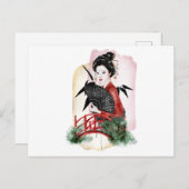 Geisha Girl Japans kunstwerk Uitnodiging Briefkaart (Voorkant / Achterkant)
