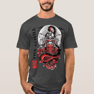 Geisha Girl Katana Sword en Tattoo van Dragon Japa T-shirt