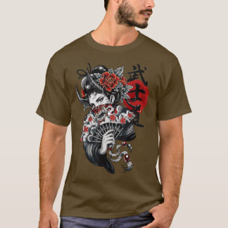 Geisha Girl Katana Sword en Tattoo van Dragon Japa T-shirt