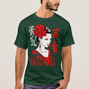 Geisha Girl Katana Sword en Tattoo van Dragon Japa T-shirt
