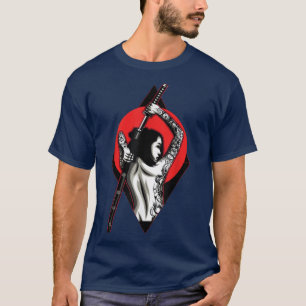 Geisha Girl Katana Sword en Tattoo van Dragon Japa T-shirt
