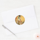 Geisha Girl met Fan Ronde Sticker (Envelop)