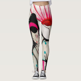 Geisha Girl met Umbrella Leggings