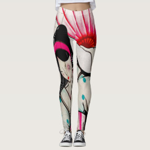 Geisha Girl met Umbrella Leggings