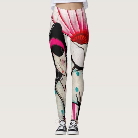 Geisha Girl met Umbrella Leggings (Voorkant)