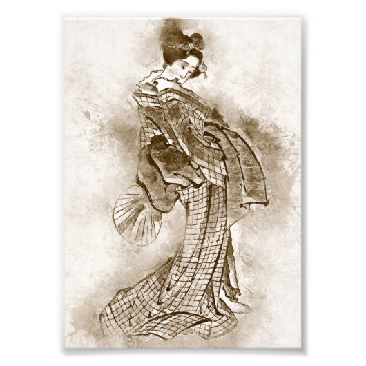 Geisha Girl  Traditionele japanese ART Foto Afdruk (Voorkant)