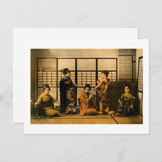 Geisha Girls Magic Lantern Slide Briefkaart (Voorkant / Achterkant)