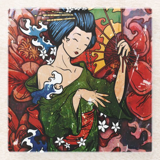 Geisha Glazen Onderzetter (Voorkant)