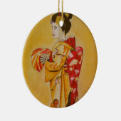 Geisha gold kimono original waterverf art keramisch ornament (Rechts)