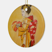 Geisha gold kimono original waterverf art keramisch ornament (Links)