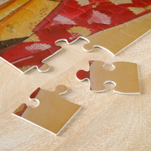 Geisha gold kimono original waterverf art legpuzzel (Zijkant)