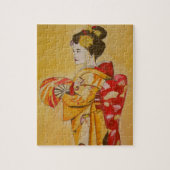 Geisha gold kimono original waterverf art legpuzzel (Verticaal)