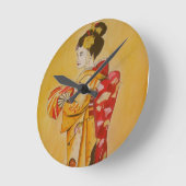 Geisha gold kimono original waterverf art ronde klok (Hoek)