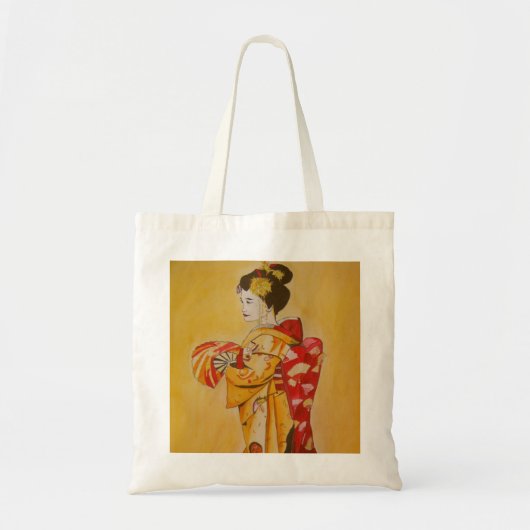Geisha gold kimono original waterverf art tote bag (Voorkant)