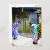 Geisha Greetings bij de  Oude Japan van de Gate Briefkaart (Voorkant / Achterkant)