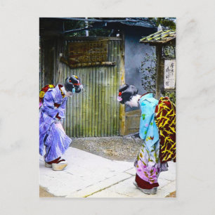 Geisha Greetings bij de Oude Japan van de Gate Briefkaart