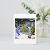 Geisha Greetings bij de  Oude Japan van de Gate Briefkaart (Staand voorkant)