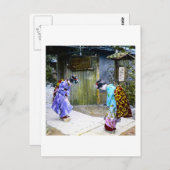 Geisha Greetings bij de  Oude Japan van de Gate Briefkaart (Voorkant / Achterkant)