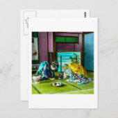 Geisha-groeten over Tea Old Japan Briefkaart (Voorkant / Achterkant)