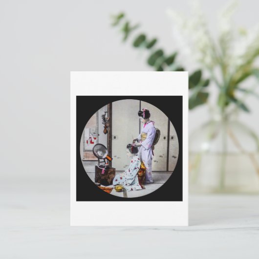 Geisha Hair Dressing  Japans 芸 者 Briefkaart (Staand voorkant)