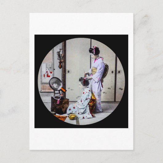 Geisha Hair Dressing  Japans 芸 者 Briefkaart (Voorkant)