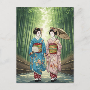 Geisha in Arashiyama Japan Kyoto Briefkaart