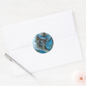 Geisha in blauw ronde sticker (Envelop)