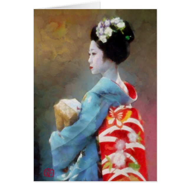 Geisha in blauwe kimono Kunst (Voorkant)
