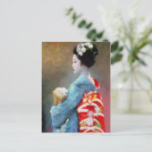 Geisha in Blue Art Briefkaart (Staand voorkant)