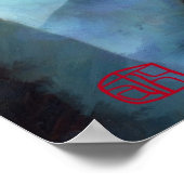 Geisha in de blauwe kimono-kunst poster (Hoek)