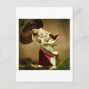 Geisha in een Springtime-raanglijster Briefkaart