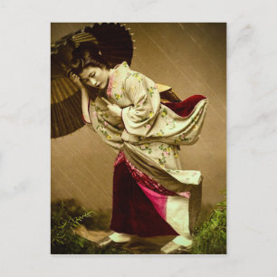Geisha in een Springtime-raanglijster Briefkaart