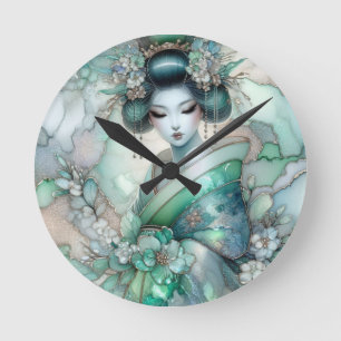 Geisha in Green Design Serie #1 Ronde Klok