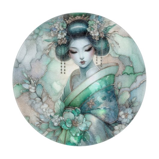 Geisha in Green Design Serie #1 Snijplank (Voorkant)