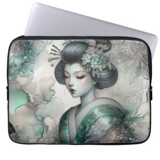 Geisha in Green Design Serie #2 Laptop Sleeve