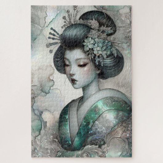 Geisha in Green Design Serie #2 Legpuzzel (Verticaal)