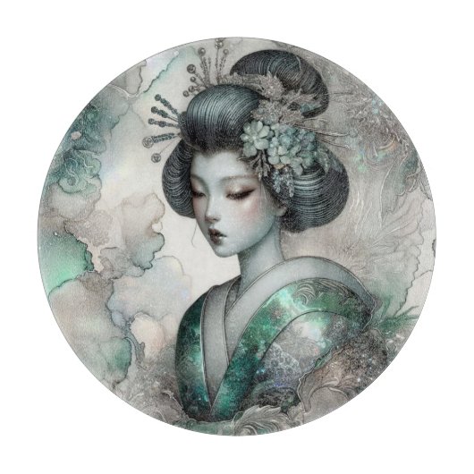 Geisha in Green Design Serie #2 Snijplank (Voorkant)