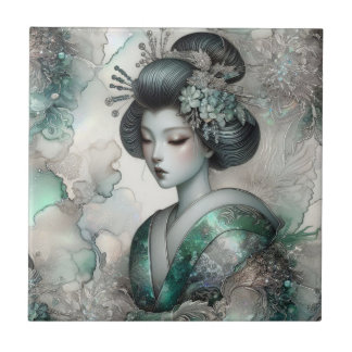 Geisha in Green Design Serie #2 Tegeltje