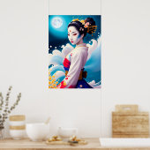 Geisha in het maanlicht poster (Keuken)